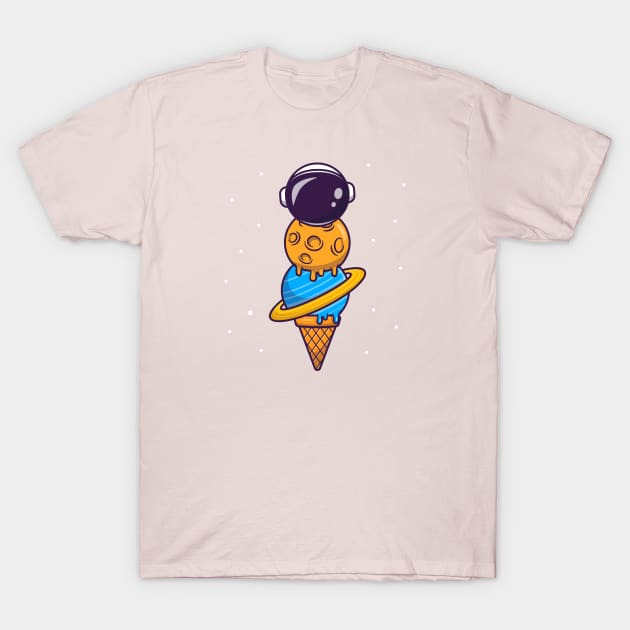 Cute Astronaut Ice Cream Cone Cartoon T-Shirt by Catalyst Labs